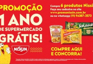 Ação promo da Nissin dará um ano de supermercado grátis
