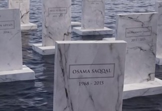 Ação cria cemitério flutuante no Mar Mediterrâneo em memória aos refugiados sírios