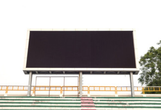 Empty white digital billboard screen for advertising in stadium