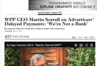 Para Martin Sorrell "Agências não são Bancos"