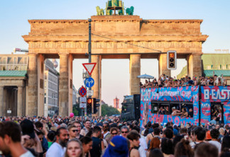 Berlin, Berlin/Germany - July 08.2023: Rave the Planet parade in Berlin. Rave the Planet is an electronic dance music festival and technoparade.