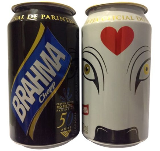 As latas de Brahma, para a edição 2015 do Festival de Parintins foram desenvolvidas pela Rexam.