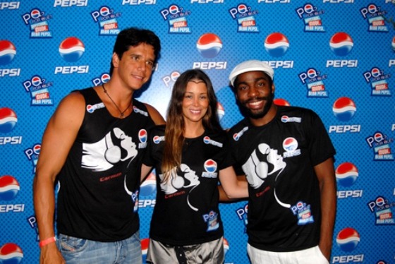 Márcio Garcia, Daniele Winitz e Lázaro Ramos no Camarote da Pepsi em 2009.