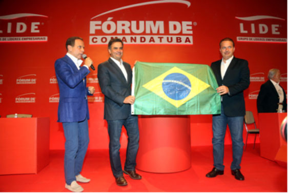 João Doria Jr. com os pré-candidatos à Presidência da República Aécio Neves e Eduardo Campos.