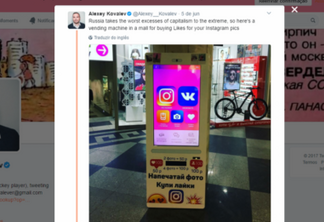 Vending machine compra likes do Instagram na Rússia