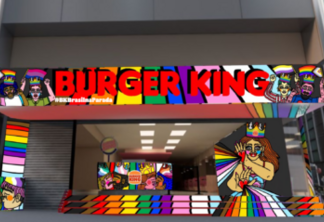 Fachada da loja do Burger King na Parada LGBTQIA+