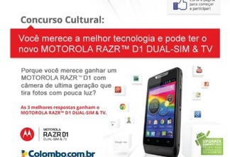 Smartphone RAZR é o prêmio da promo da Lojas Colombo