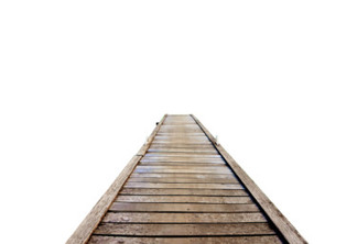 old wooden bridge on colored background with clipping path easy to work on project