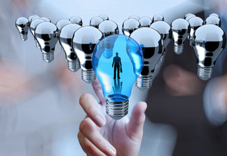 hand reach 3d light bulb of leadership concept