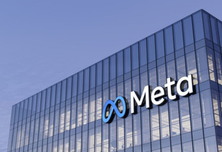Menlo Park, California, USA. January 9, 2022. Editorial Use Only, 3D CGI. Meta Signage Logo on Top of Glass Building. Metaverse Workplace Technology Service Company High-rise Office Headquarters.